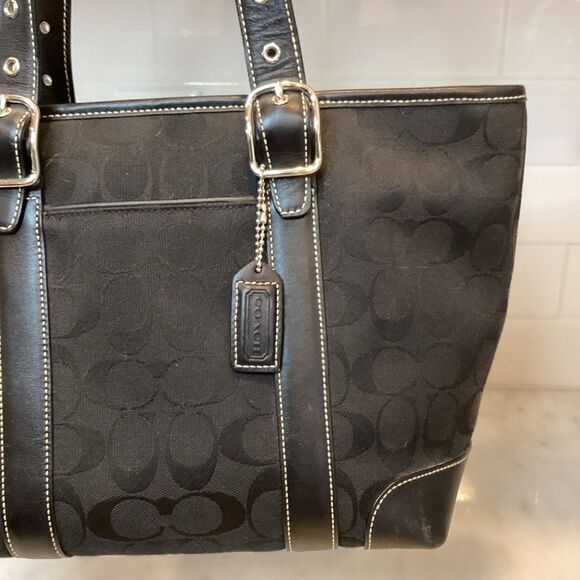 Coach 6042 Jacquard Leather Canvas Tote - Picture 3 of 13